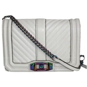 Rebecca Minkoff Off White chevron quilted Crossbody with Iridescent hardware
